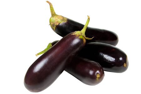 image of ripe eggplant vegetables on a white backgroundの写真素材