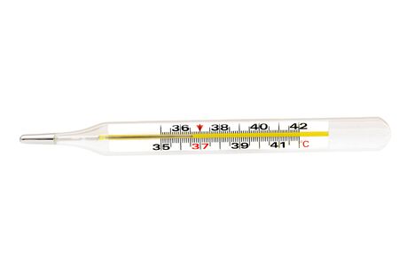 image of a medical thermometer with a temperature of 36.6 on a white background