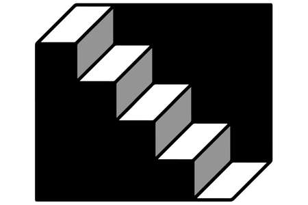 Black and white vector image of an abstract figure of a step ladderのイラスト素材