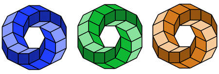 Vector image of an abstract snake of cubes wrapped in a ballのイラスト素材