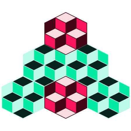 Vector image of a geometric figure pyramid assembled from cubes