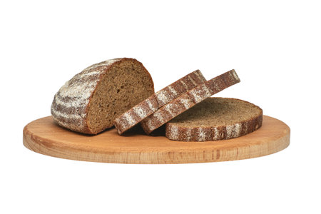 <p>Image of sliced rye bread on a wooden plank</p>