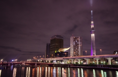  Tokyo skytree at night, Tokyo, Japanのeditorial素材