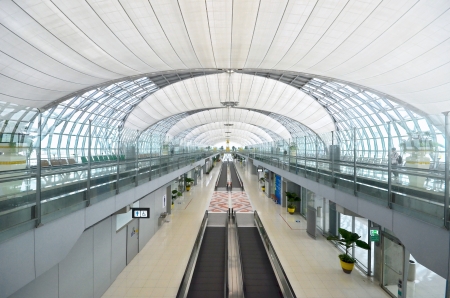 walkway in suvarnabhumi airport, bangkok, thailandのeditorial素材