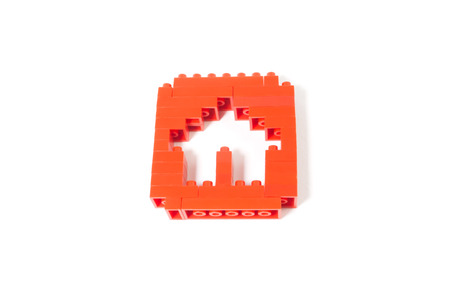 Home icon with lego blocks isolated on a white backgroundの写真素材