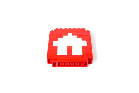 Home icon with lego blocks isolated on a white backgroundの写真素材