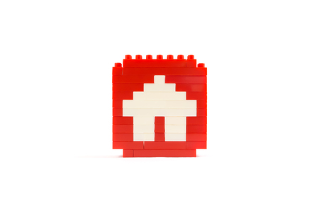 Home icon with lego blocks isolated on a white backgroundの写真素材