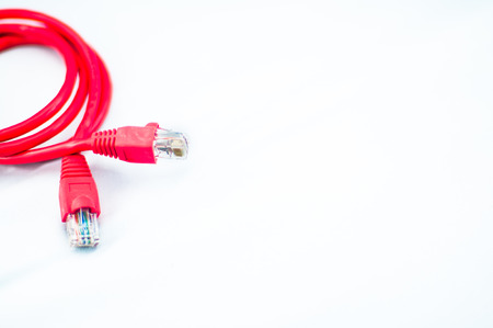 Red Network Cable with Isolated white backgroundの写真素材