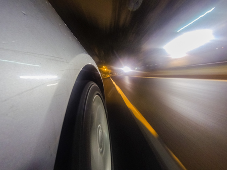 Car movement at nightの写真素材