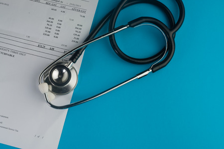Hospital Bills And stethoscopeの写真素材