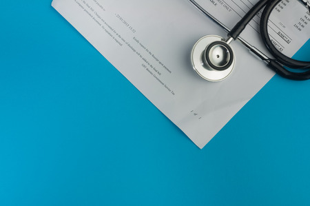 Hospital Bills And stethoscopeの写真素材