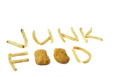 Junk Food created from fries and chichek nuggetsの写真素材