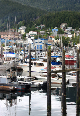 Quiet harbor in Ketchikan, Alaska.の写真素材