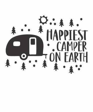 happiest camping on earthis a vector design for printing on various surfaces like t shirt, mug etc.のイラスト素材