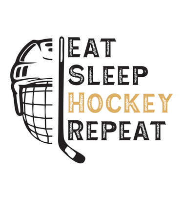 Eat Sleep Hockey Repeatis a vector design for printing on various surfaces like t shirt, mug etc.のイラスト素材