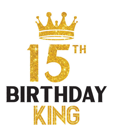 15th Birthday Kingis a vector design for printing on various surfaces like t shirt, mug etc.のイラスト素材