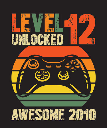 Level 12 Unlocked Awesome 2010is a vector design for printing on various surfaces like t shirt, mug etc.のイラスト素材