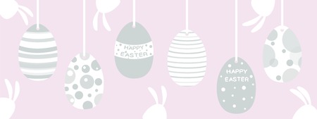 Easter bunnies and eggs. Vector illustration.のイラスト素材