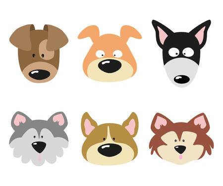 Set of funny cartoon dogs on white background. Vector illustration.のイラスト素材
