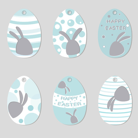 Set of Easter tags with bunnies. Vector illustration.のイラスト素材