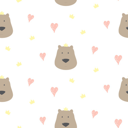 Seamless pattern with cute bear. Vector illustration.のイラスト素材