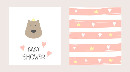 Baby Shower Card. Cute bear vector print. Vector illustration.のイラスト素材