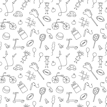 Seamless pattern for little boys and girls. Sketch style. Hand drawn children drawings. Doodle children drawing background. Vector illustration.のイラスト素材