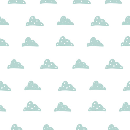 Seamless pattern with cute clouds. Vector illustration.のイラスト素材