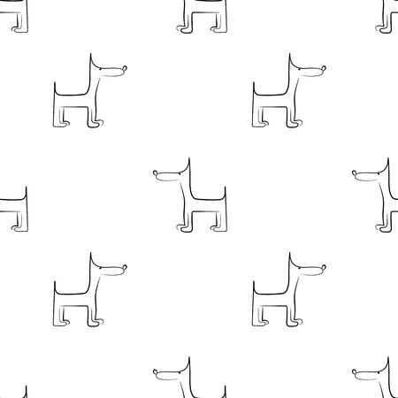 Seamless pattern with cute dog. Vector illustration with funny puppie. Background for fabric, textile design, wrapping paper or wallpaper.のイラスト素材