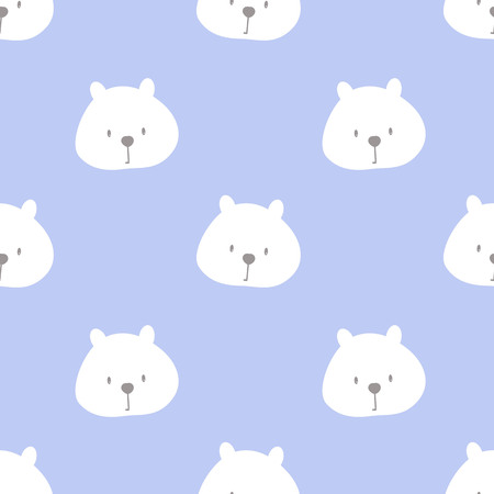 Seamless pattern with cute bear on blue background. Vector print for child.のイラスト素材