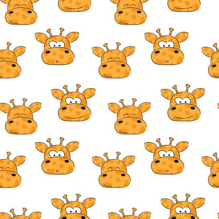Seamless pattern with cute baby giraffe. Childish texture in minimalistic style. Great for fabric, textile vector illustrationのイラスト素材