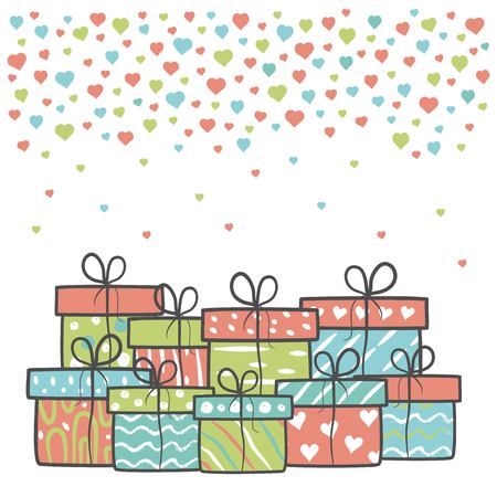 Set of hand drawn gift boxes. Vector illustration.のイラスト素材