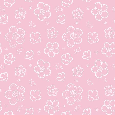 Cherry blossom Seamless pattern on pink background, flat design vector illustration, Japanese Sakura flower.のイラスト素材