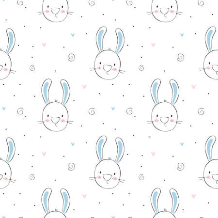 Seamless pattern with cute bunny. Baby animals. Seamless patterns for children's designs, baby's clothing, nursery wall art, greeting cards, baby shower invites, products for kids and room decor.のイラスト素材