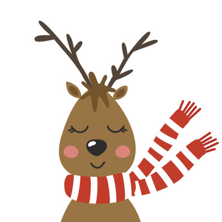 Christmas deer. Merry Christmas and Happy New Year. Vector Illustration.のイラスト素材