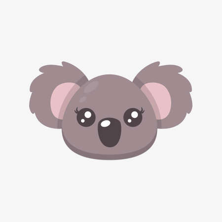 Vector illustration of a cute funny koala face. isolated objects. Scandinavian style flat design. Concept for children print.のイラスト素材