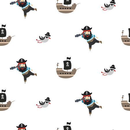 The traditional Jolly Roger of piracy Flag. Vector illustration. Pirate printのイラスト素材