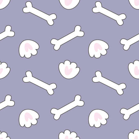 Seamless pattern with bones and paws. dog print. vector illustration.のイラスト素材
