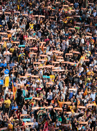 Barcelona, Spain - October 27, 2017 - Catalonia independence declaration in barcelonaのeditorial素材