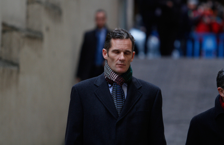 Palma de Mallorca, Spain - February 23, 2013 - Inaki Urdangarin the son in law of Spanish King Juan Carlos arrives to court accused on Noos fraud caseのeditorial素材