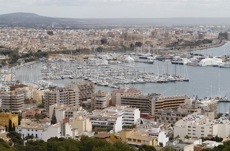 March 26, 2013 - Palma de Mallorca´s port, view from nearby Bellver hill.のeditorial素材