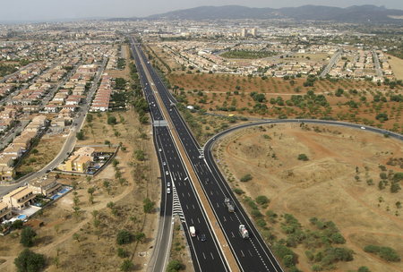 Mallorca, Spain - August 20, 2005 - Aerial view over the outskirts of the city of Palma de Mallorcaのeditorial素材