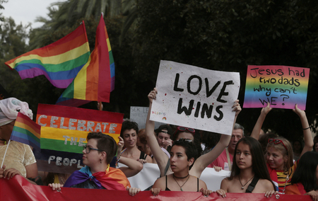 Palma de Mallorca, Spain - June 26, 2018 - LGTB pride day celebrations in the street of palma de mallorca.LGBT, or GLBT, is an initialism that stands for lesbian, gay, bisexual, and transgender in use since the 1990sのeditorial素材