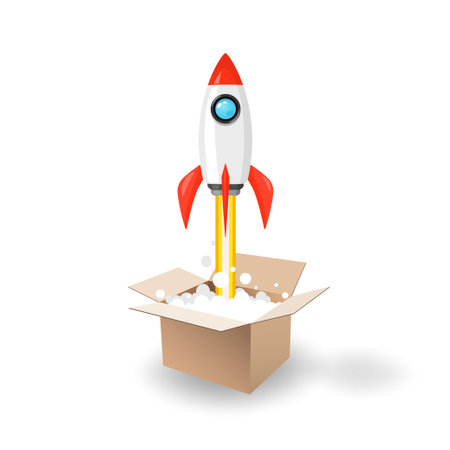 space rocket launch from the opening box.