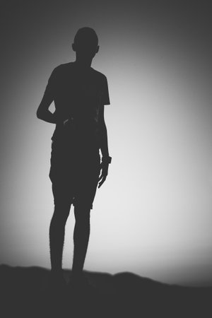Silhouette of Kids in Streetの写真素材