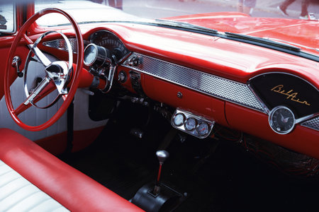 Interior of the old american car Chevrolet Camaro.のeditorial素材