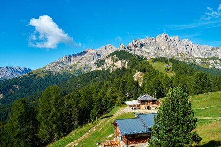 Dolomites mountains, Italy. Panoramic view of the Dolomites.の写真素材