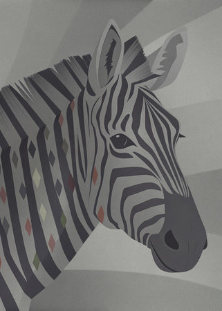 Zebra head in the style of the 20th century. Vector illustration.の写真素材