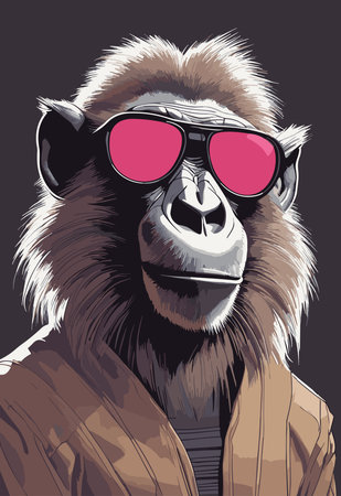 Gorilla in sunglasses. Vector illustration of a gorilla in sunglasses.の写真素材