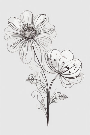 floral background with hand-drawing flowers, vector illustration.の写真素材